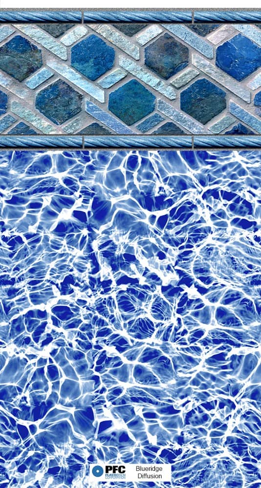 blueridge diffusion white & light blue inground pool liner