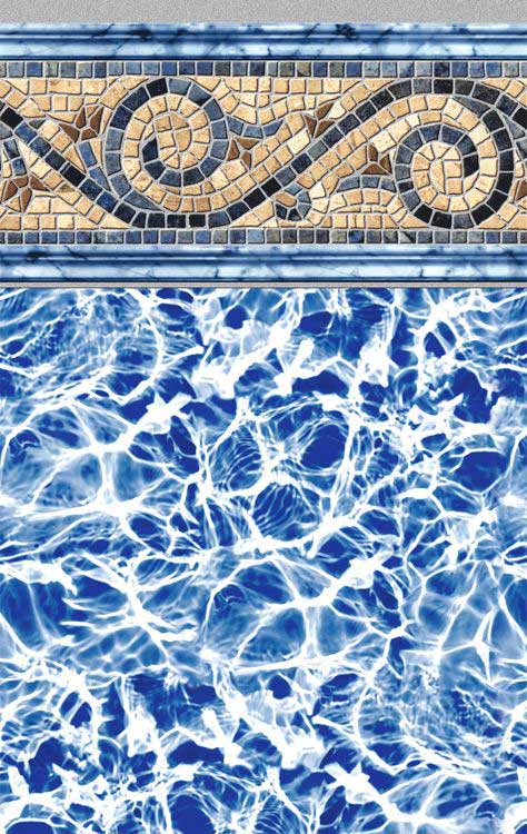 Diffusion White & Light Blue Siesta Wave Tan Inground Pool Liner